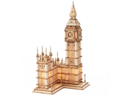 Ats-puzzles De Madera 3d Puente Y Torre De Reloj Kit De Modelo Diy Con Luces Led Decoración Hogar Juguetes Educatsivos