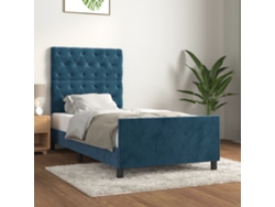 Estructura De Cama Sin Colchón Terciopelo Azul Oscuro 80x200 Cm