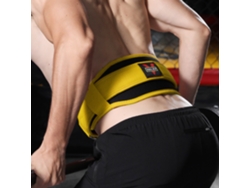 Cinturón de soporte lumbar para deportes y fitness, ideal para levantamiento de pesas, culturismo y entrenamiento con barras y mancuernas. Mdug (amarillo M)