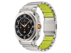 Bracelete Para Samsung Galaxy Watch Ultra - Silicone Com Fecho Magnético E Revestimento Em Aço Inoxidável (47mm) - Verde Titânio