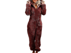 Mono De Invierno Para Mujer Con Capucha, Suave Tejido Polar, Todo En Uno-9