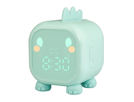 ELKUAIE Reloj despertador para niños con luz nocturna, 6 tonos de llamada, reloj despertador Digital de dinosaurio azul, reloj de entrenamiento par...