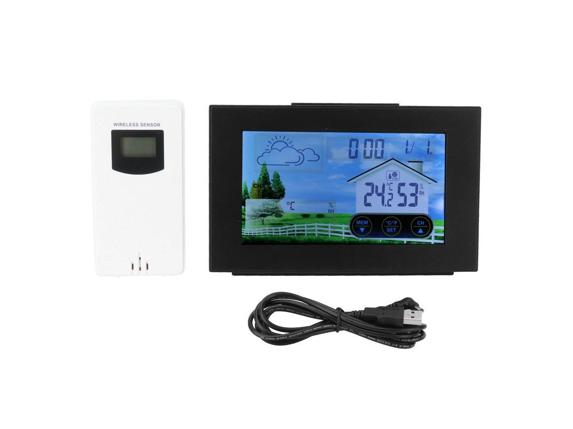 Termómetro digital inalámbrico con pantalla táctica y alarma