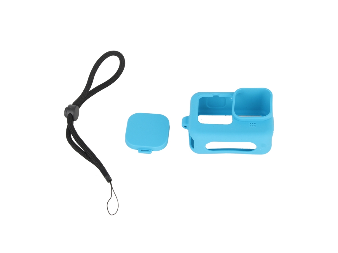 Caja Protectora De Silicona Blanda Con Cordón De Muñeca Y Tapa De Lente Para Gopro 9 Azul