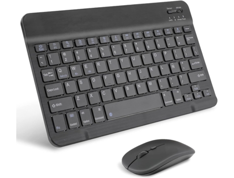 Teclado inalámbrico portátil, AIMMIE Rechargeable10 Teclado Universal ultradelgado para Tableta con raton inalámbrico Negro COSHANO