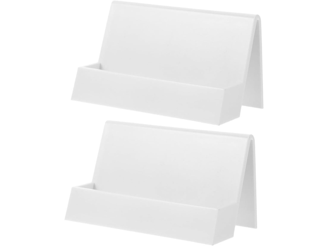 Juego De 2 Tarjeteros Horizontales Compactos De Plástico Blanco, Soporte De Escritorio.