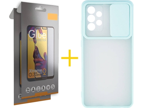 Carcasa y 2 Protectores de Pantalla de Vidrio Full Samsung A72 5G SKYHE Gel Protección Cámara Verde
