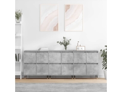 Pack 3 Uds Aparador | Mueble De Comedor | Buffetes Madera Contrachapada Gris Hormigón Wsd843903