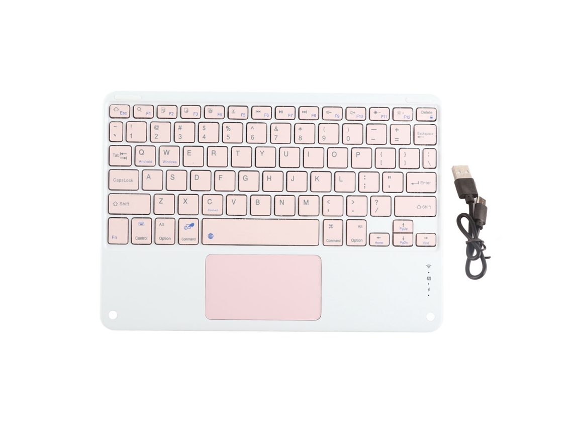 Teclado Bluetooth Com Touchpad 78 Teclas Ultra Slim Silencioso Portátil Sem Fio Para Smartphones Tablets Laptops Rosa