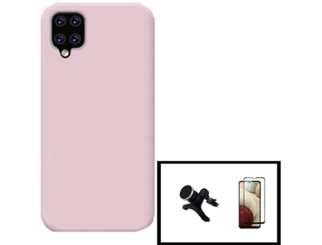 Carcasa + Protector + Soporte Samsung Galaxy A22 5G PHONECARE Silicona Liquida Rosa 8161