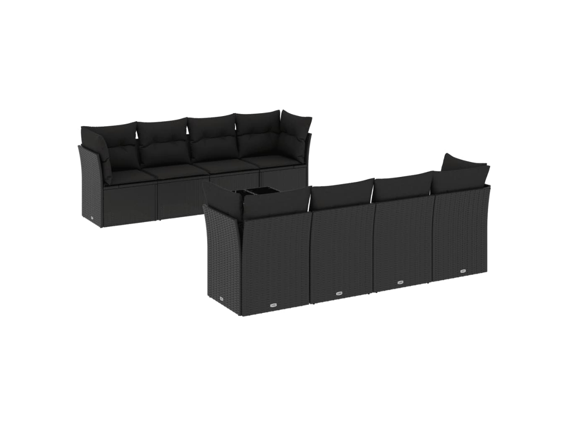Maison Exclusive - Set De Sofás De Jardín 8 Piezas Y Cojines Ratán Sintético Negro