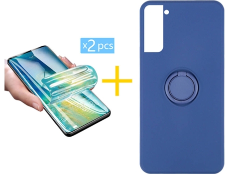 Carcasa + 2 Protectores de Pantalla para Samsung Galaxy S21 5G SKYHE Azul Oscuro