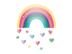 Pegatinas de pared con estampado de arcoíris y corazones para la habitación de los niños.
