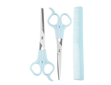 Kit New Style tijeras para cortar el cabello tijeras para adelgazar y peine 3 piezas (azul)