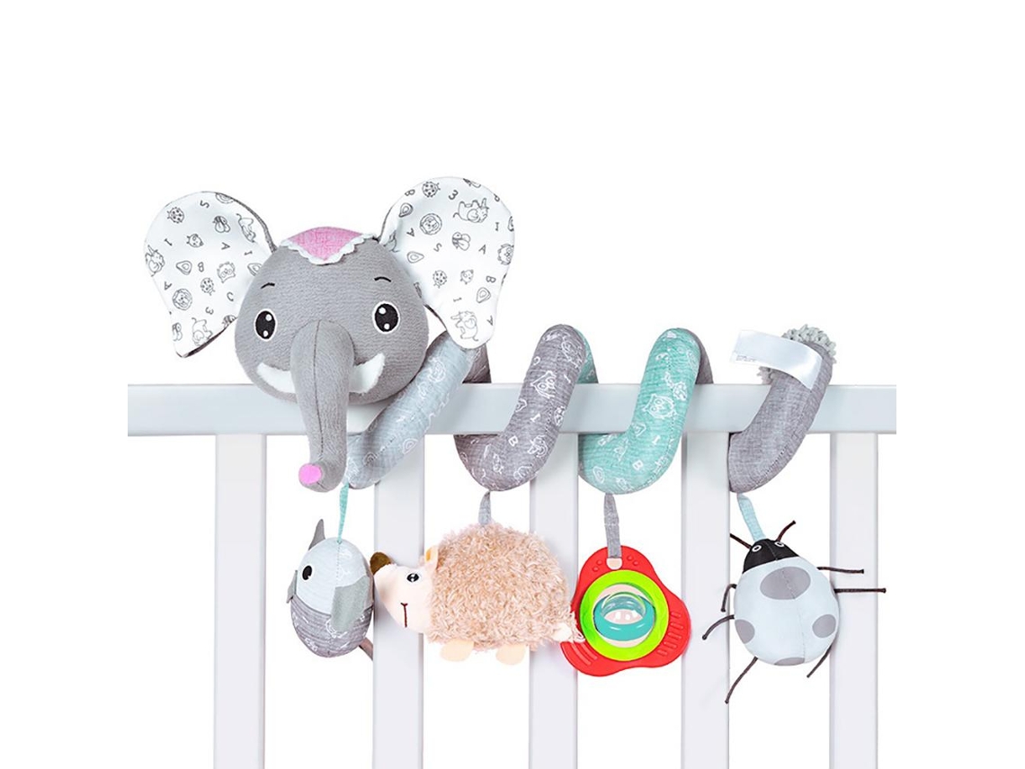Peluche De Elefante En Espiral Colgante Para Cochecito Con Caja De Música Suave