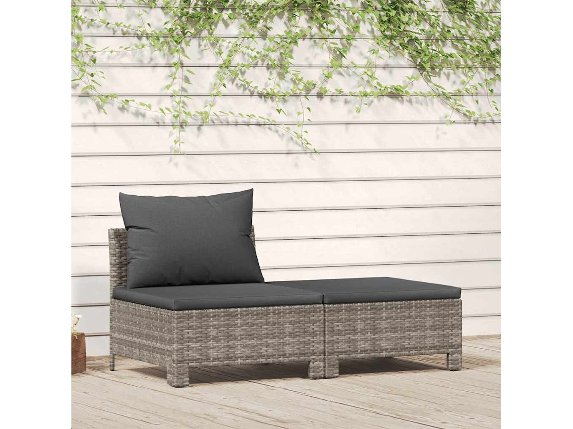 Conjunto de jardín de 2 piezas DKD Home Decor con cojines de mimbre gris
