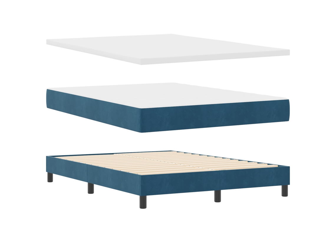 Colchón De Muelles Pocket De Terciopelo Vidaxl Azul Terciopelo (140x190 Cm)