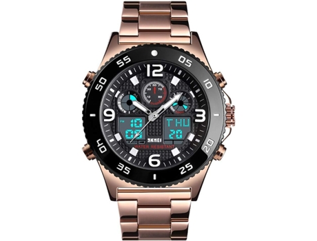 VEANXIN Reloj para Hombre Reloj Doble Reloj de Pulsera Impermeable de 3 Tiempos-Plata - Pulsera de caucho