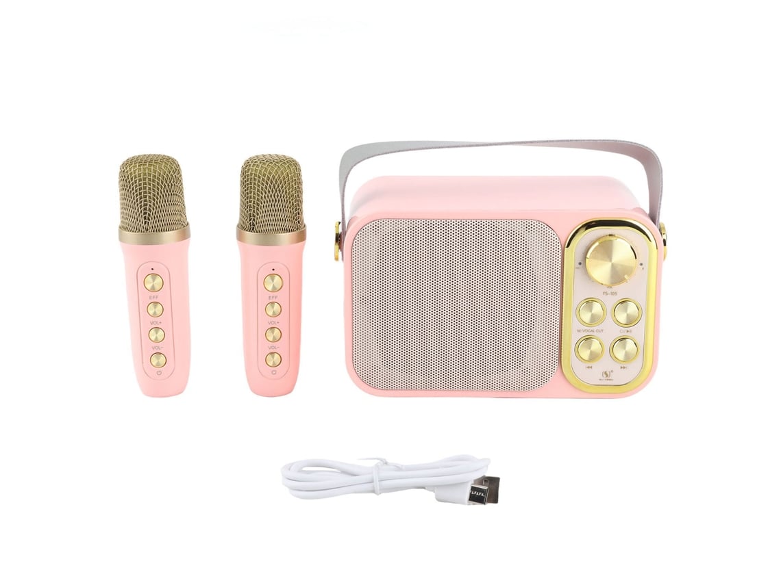 2026-máquina De Karaoke Con 2 Micrófonos Portátil Bluetooth Altavoz Para Fiesta En Casa Y Exterior