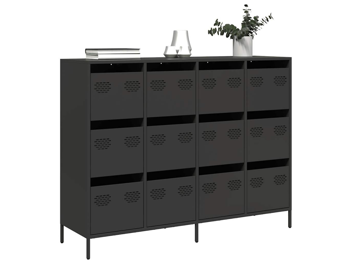 Aparador | Mueble De Comedor | Buffet De Acero Laminado En Frío Negro 135x39x103,5 Cm Wsd93473