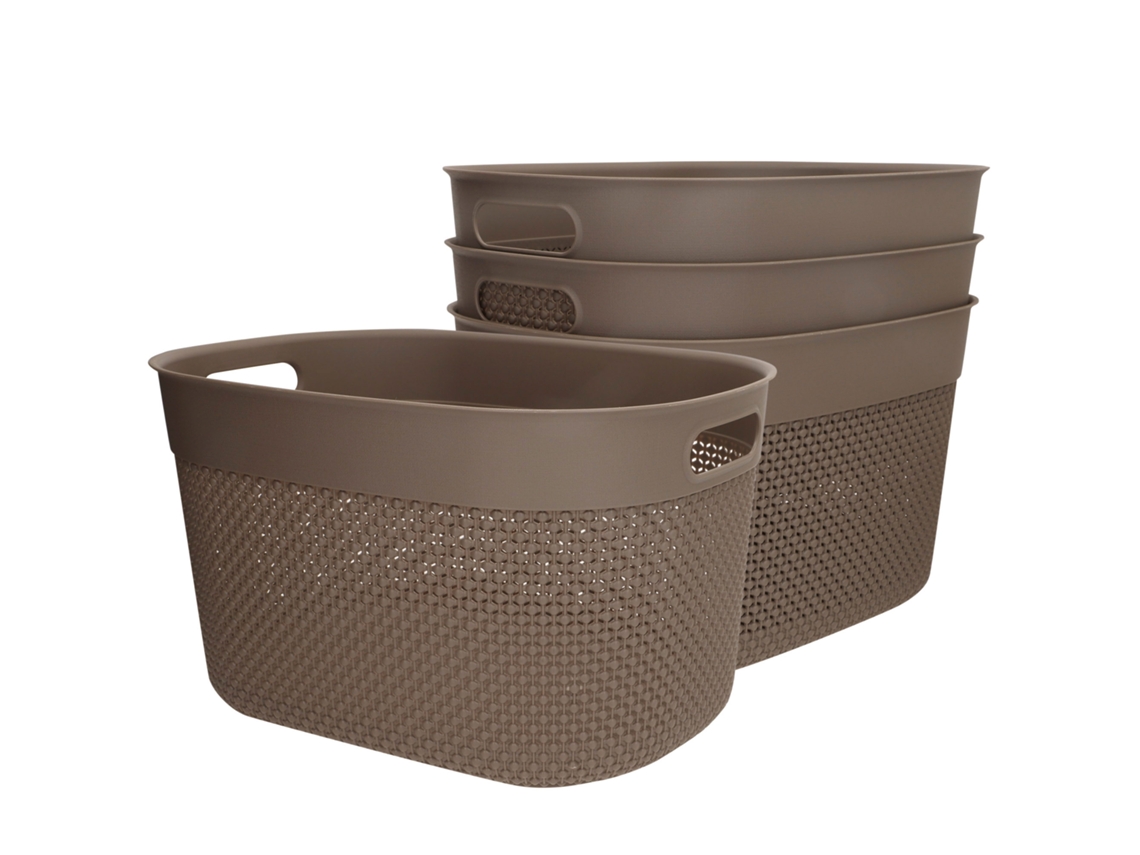Curver Pack 4 Cestas Organizadoras Filo 18l Marrón