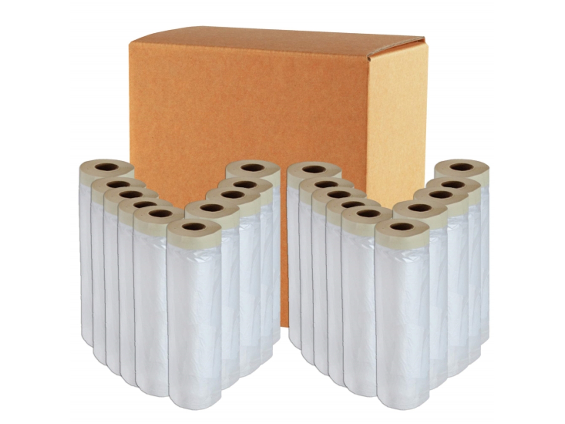 Caja 20 Rollos De Plastico Con Cinta 80 180 Cm X 22,5 Mts