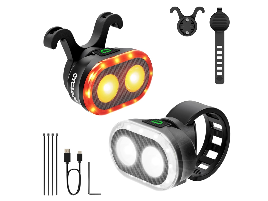 Juego De Luces Inteligentes Para Bicicleta, 11+20 Modos, Luz Delantera Y Trasera, Luces Traseras Con Sensor De Freno, Recargables Por Usb, I