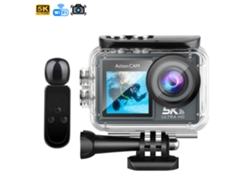 Cámara deportiva TRW M40 5K 30fps con 47,5MP, pantalla dual de 2" y 1,3", estabilizador de imagen y multitud de accesorios.