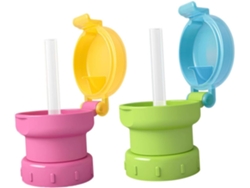 Juego de 2 botellas de agua Slowmoose con tapas y pajitas a prueba de fugas