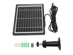 Painel Solar 10w Usb C Ip66 Para Câmera Aves E Campainha Com Suporte 360° E Bateria Recarregável Preto