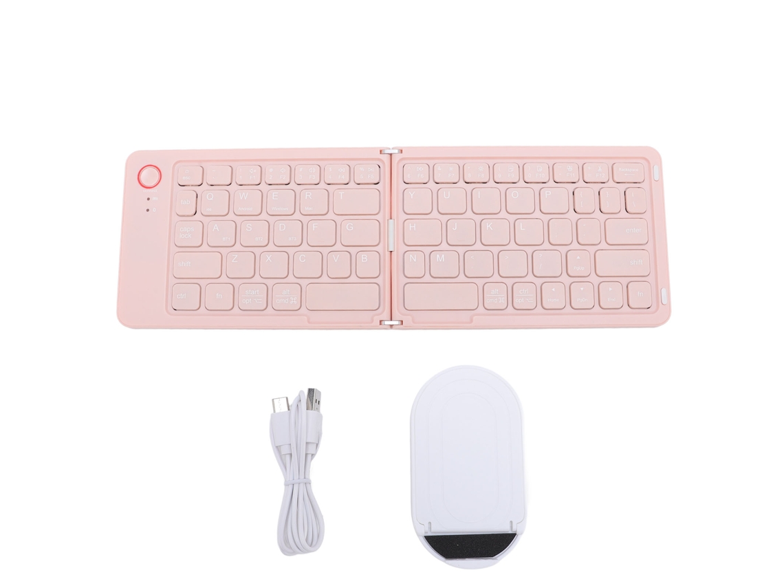 Teclado Bluetooth Plegable Inalámbrico Portátil Delgado Con 67 Teclas Recargable Magnético Universal Para Teléfono Tableta Laptop Rosado