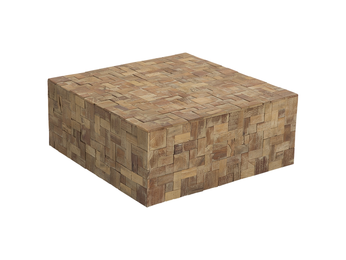 Mesa auxiliar BELIANI Gambo de Madera de teca Madera clara 80x80x33