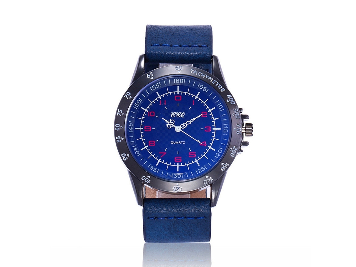 Reloj De Cuarzo Ccq Para Hombre, Estilo Casual De Negocios, Con Esfera Azul Grande.