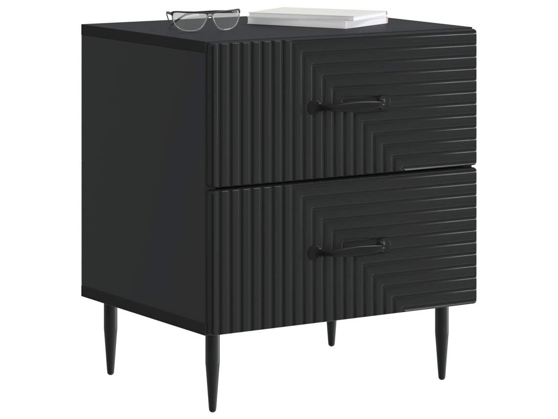Maison Exclusive - Armario De Noche Con Cajón 2 Pcs Negro 43 X 34,5 X 47,5 Cm