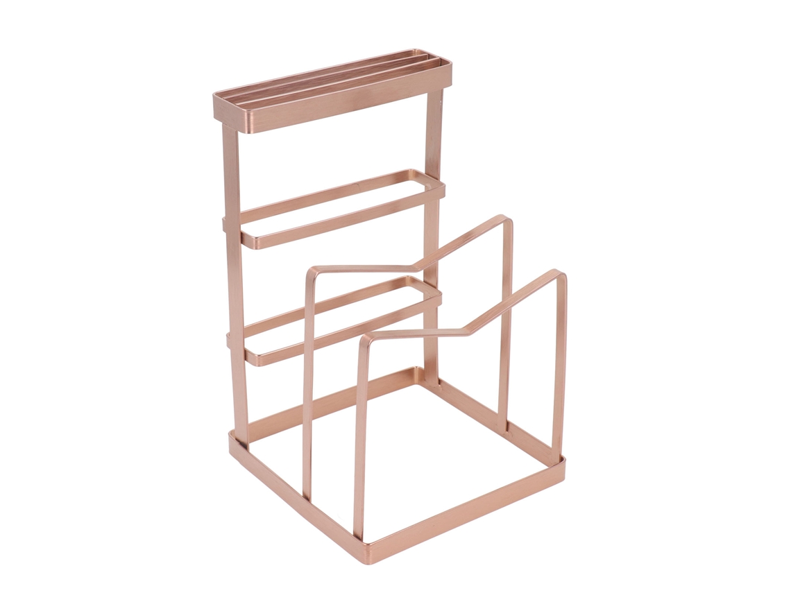 Estante de cocina de oro rosa para tabla de cortar y organizador
