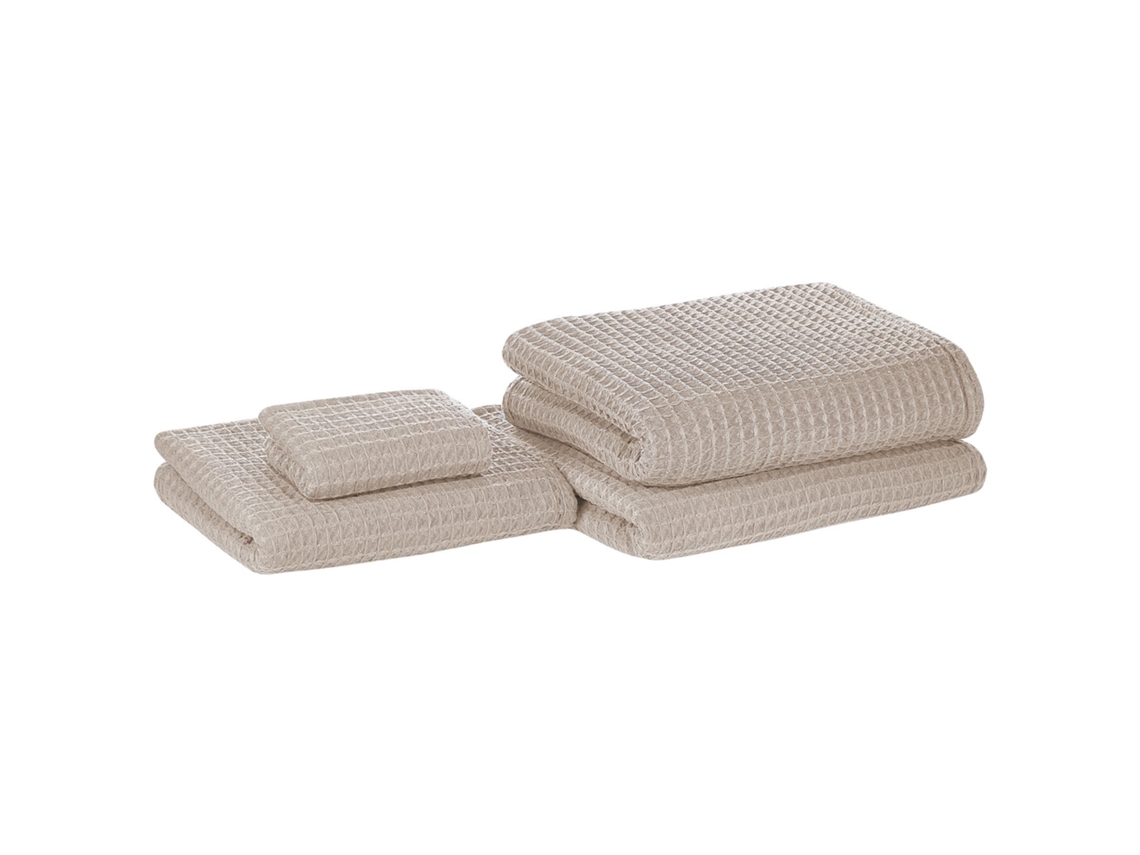 Conjunto de 4 toallas BELIANI Areora de Algodón Beige 100x1x 150