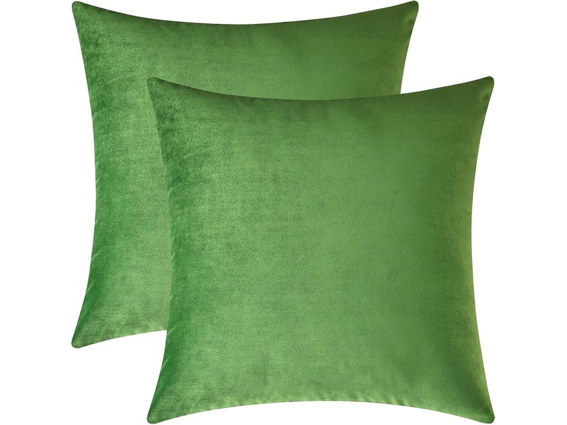 2026-2 Fundas De Almohada Cuadradas De Terciopelo Cómodas Para Sofá Y Cama, Verdes, 45 X 45 Cm