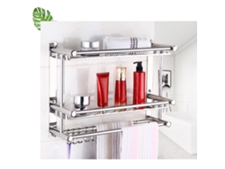 Organizador de baño de 2 niveles y organizador de almacenamiento para ducha colgante con 2 toalleros y 5 ganchos. Estante de ducha de acero inoxidable que nunca se oxida.
