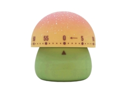 Reloj mecánico de cocina con diseño de hongo, 60 minutos, base verde
