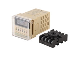 Relé Temporizador Digital Dh48s-s, Control De Ciclo De 0,1 S A 99 H Con Base De Alimentación De 110 V Ca.