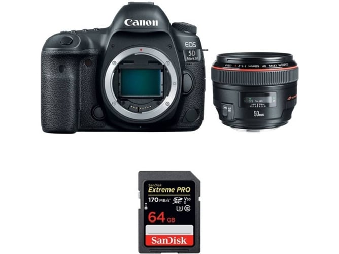 Kit Cámara Reflex CANON EOS 5D Mark IV + EF 50mm f/1.2L USM + SanDisk 64 GB (Full-Frame)