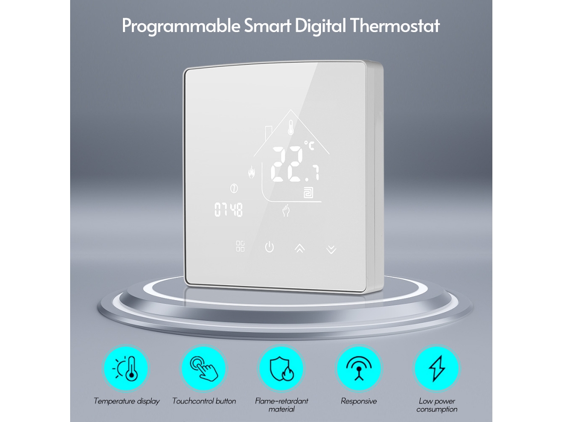 Termostato Inteligente Programable Con Pantalla Táctil Lcd Espejada Para El Hogar, La Oficina Y El Hotel.