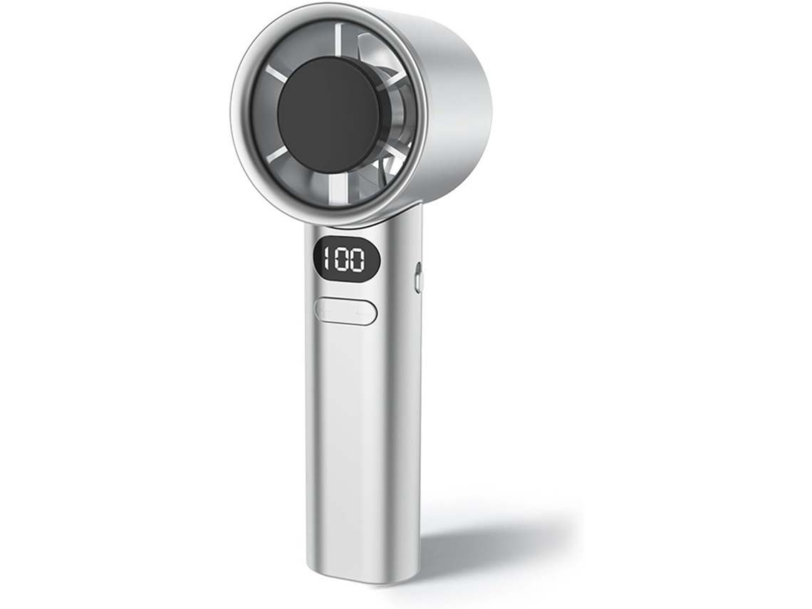 Mini ventilador portátil de 120 velocidades, recargable por USB, con pantalla digital Chrui (plateado)