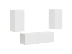 Conjunto de mueble de TV de pared de 4 piezas blanco brillante EXCLUSIVO DE MAISON