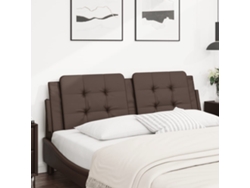 Cabecero De Cama Acolchado Cuero Sintético Marrón 160 Cm