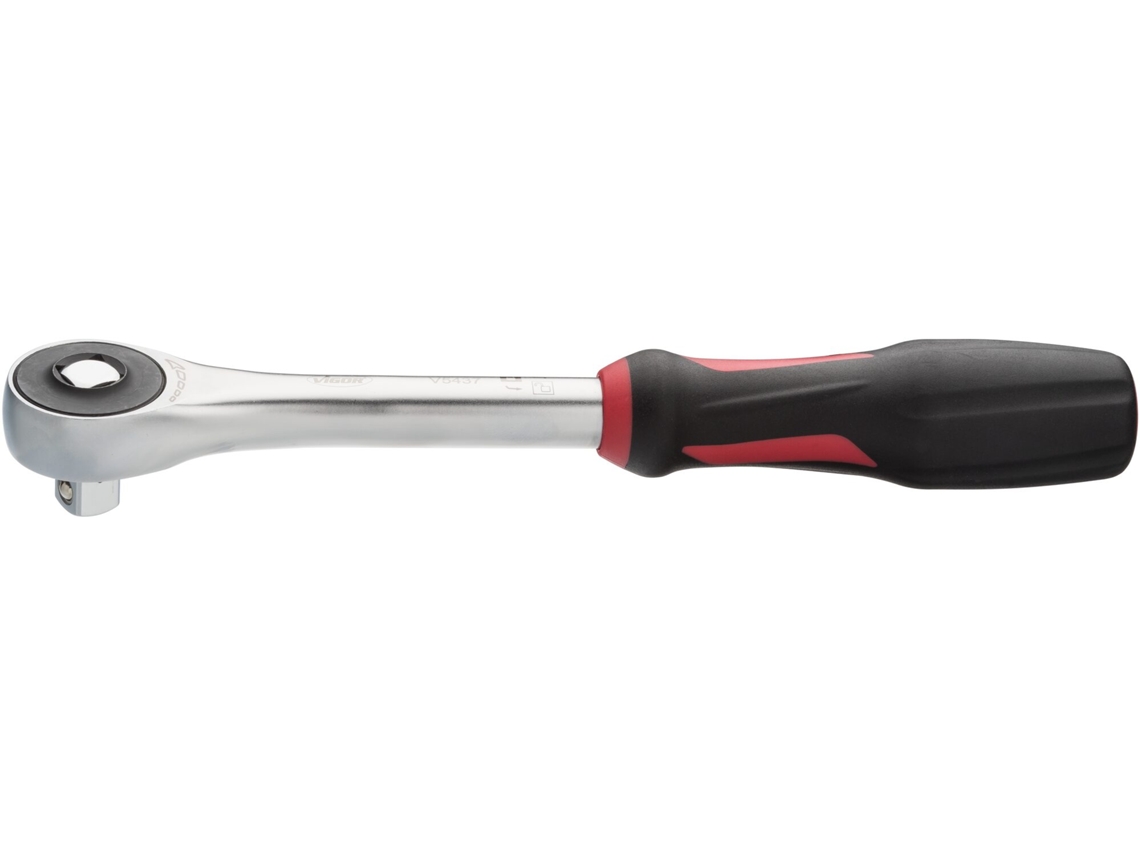 VIGOR V5437 Carraca Reversible Con Empuñadura Giratoria 360° Cuadrado Macizo 1/2 Pulgadas 12 5 Mm 288 Mm