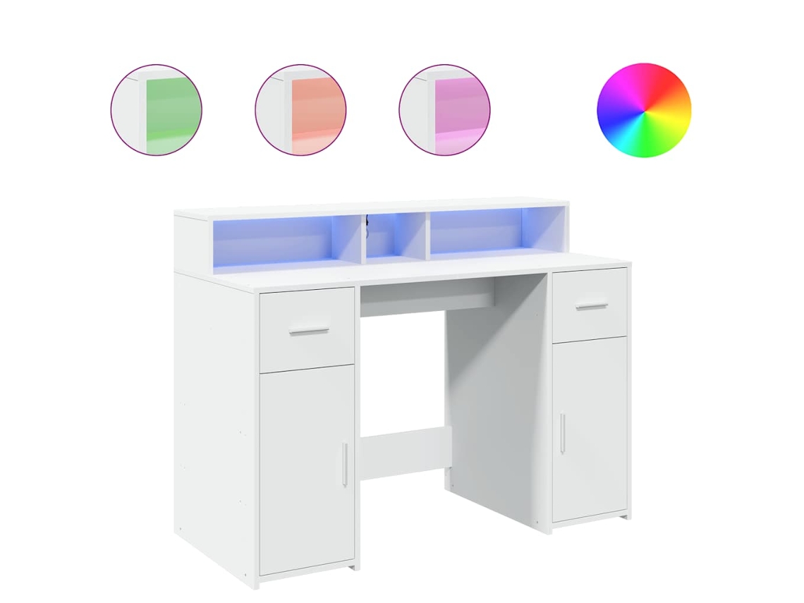 Escritorio de madera blanca con luces LED MAISON EXCLUSIVE (120x55x91 cm)