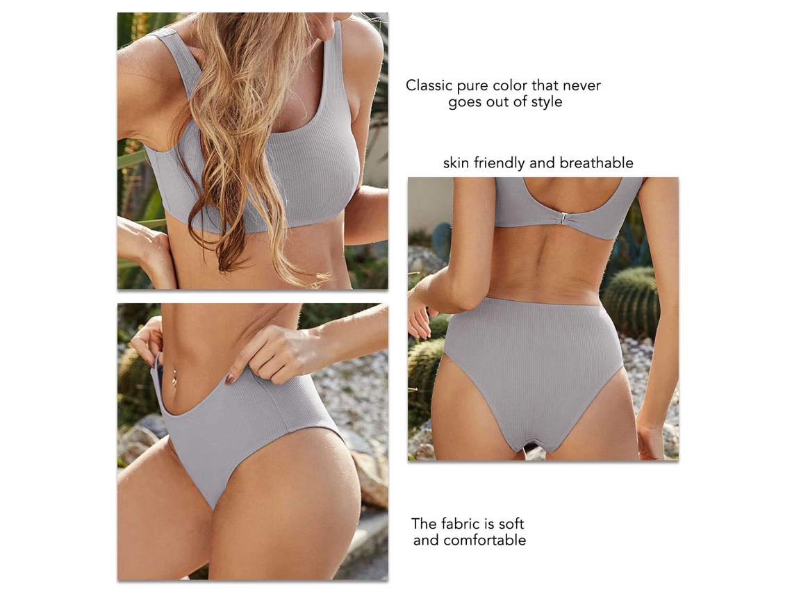 Traje de baño bikini azul grisáceo, talla M, sin espalda, verano