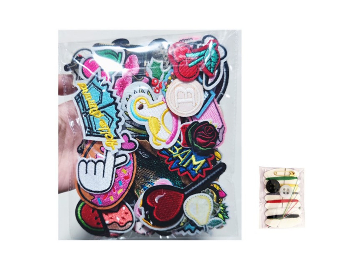 50 dibujos decorativos de bordado con kit de costura para chaquetas, camisas, sombreros y pantalones