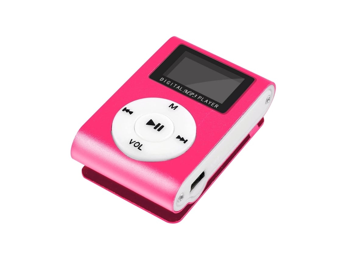 Reproductor MP3 Mini USB con Pantalla LCD, Compatible con Reproductor de Música Deportivo con Función FM, USB, Rosa